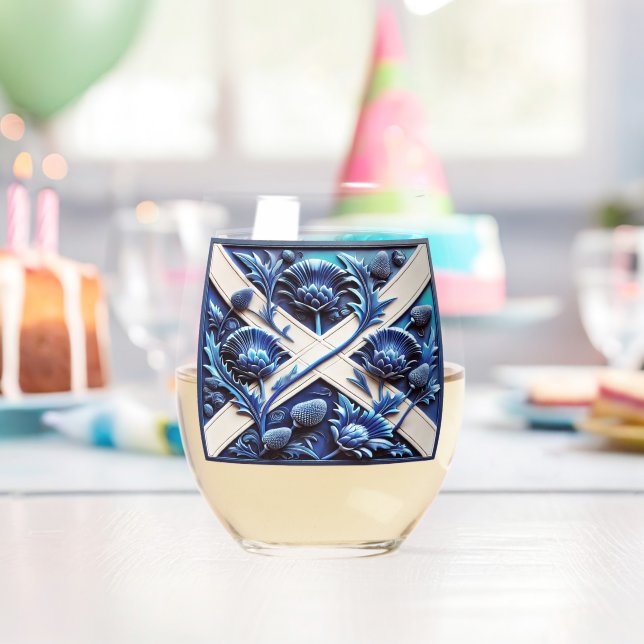 Vaso De Vino Wine Glass with flag of Scottish Thistles (Insitu (Cumpleaños))