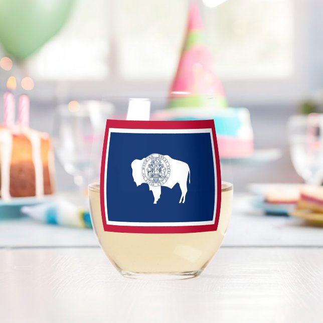 Vaso De Vino Wine Glass with flag of Wyoming, USA (Insitu (Cumpleaños))
