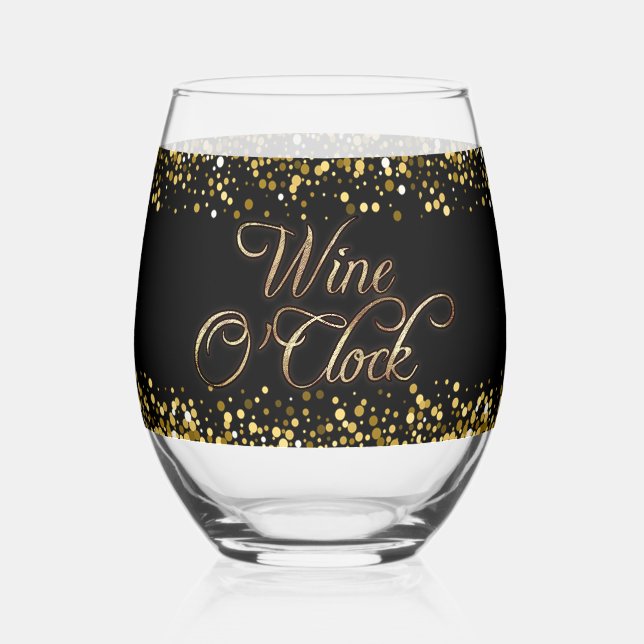 Vaso De Vino Wine O'Clock Gold Textos (Anverso)