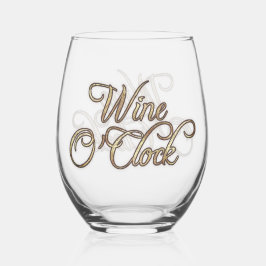 Vaso De Vino Wine O'Clock Gold Textos