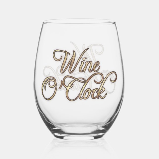 Vaso De Vino Wine O'Clock Gold Textos (Anverso)