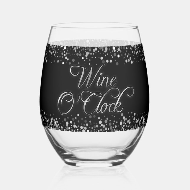 Vaso De Vino Wine O'Clock Silver Text (Anverso)