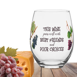 Vaso De Vino Wine Pairs Good Best Friends Funny