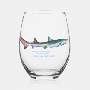 Vaso De Vino Wineglass impreso en forma de tiburón negro