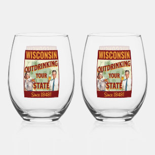 Vaso De Vino Wisconsin Sobrebebiendo De Su Estado Desde 1848