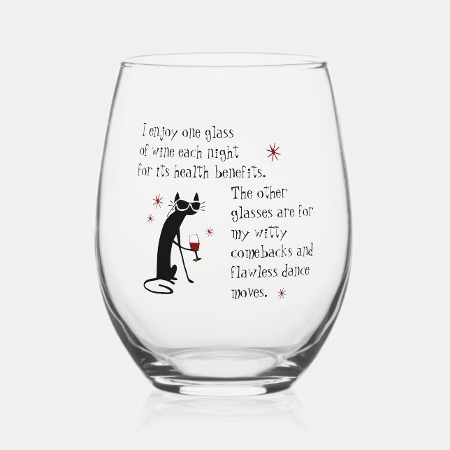 Vaso De Vino Witty Comebacks Wine Cita Gato Negro (Anverso)