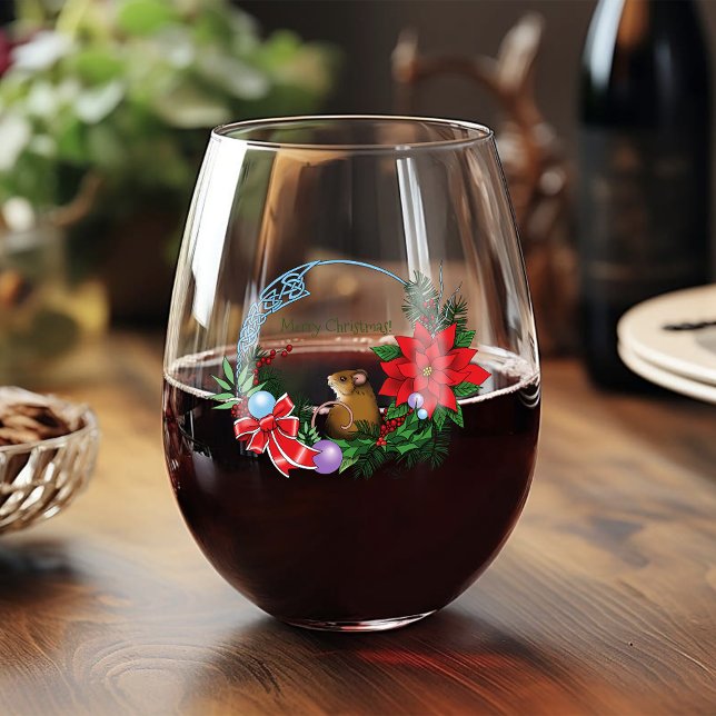 Vaso De Vino Wreath del ratón navidades (Subido por el creador)