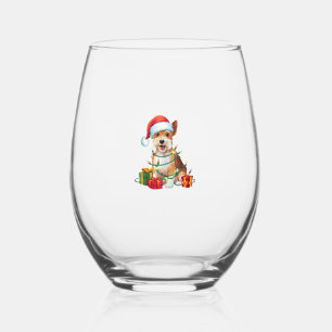 Vaso De Vino Xmas Iluminando Santa Hat Dandie Dinmont Terrier D