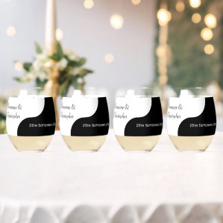 Vaso De Vino Yin Yang Boda Blanco Y Negro
