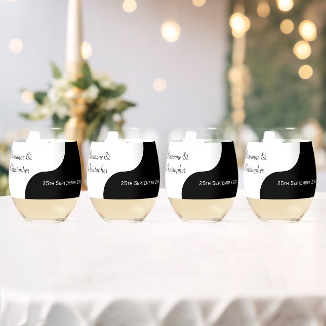Vaso De Vino Yin Yang Boda Blanco Y Negro (Insitu (Boda))