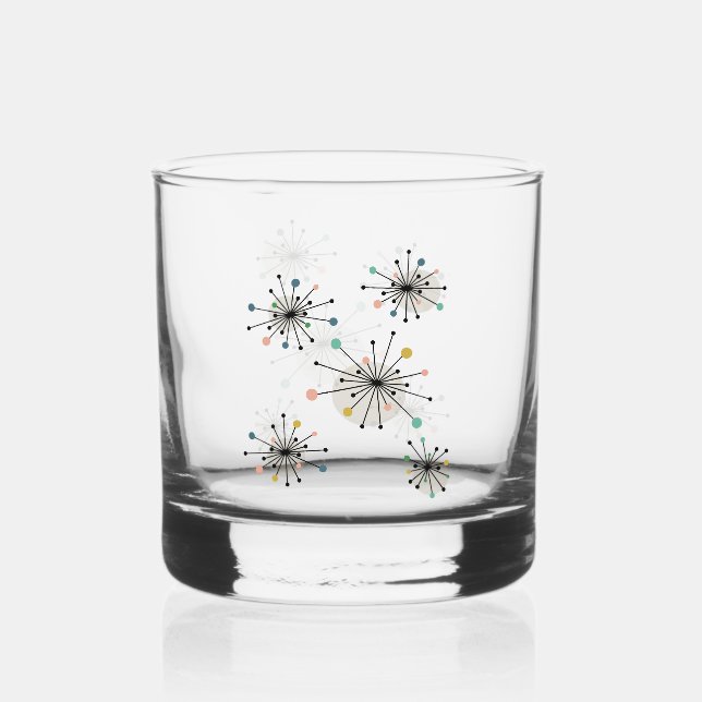 Vaso De Whiskey 1950s Atomic Starburst Mid-century Modern (Anverso)