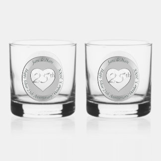 Vaso De Whiskey 25º Aniversario de Bodas de Plata
