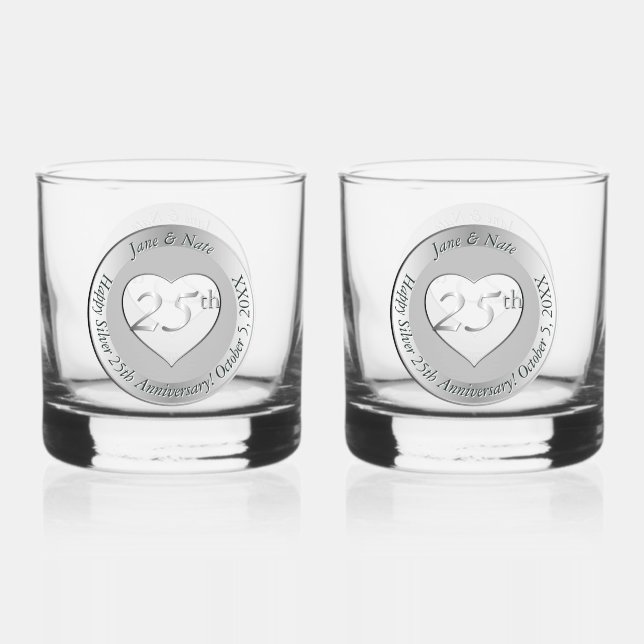 Vaso De Whiskey 25º Aniversario de Bodas de Plata (Anverso)
