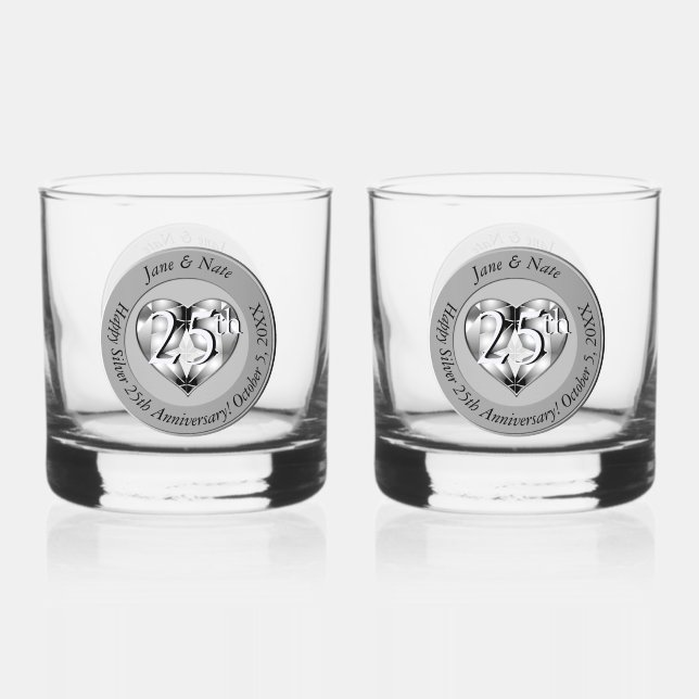 Vaso De Whiskey 25º Aniversario de Bodas de Plata (Anverso)