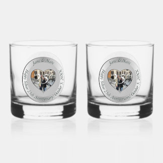 Vaso De Whiskey 25º Aniversario de Bodas de Plata + Foto