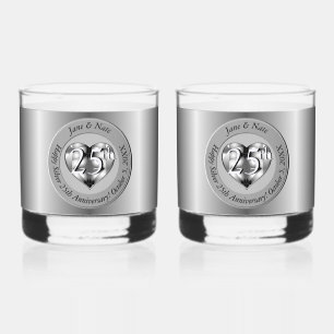 Vaso De Whiskey 25° Aniversario del Boda de Plata