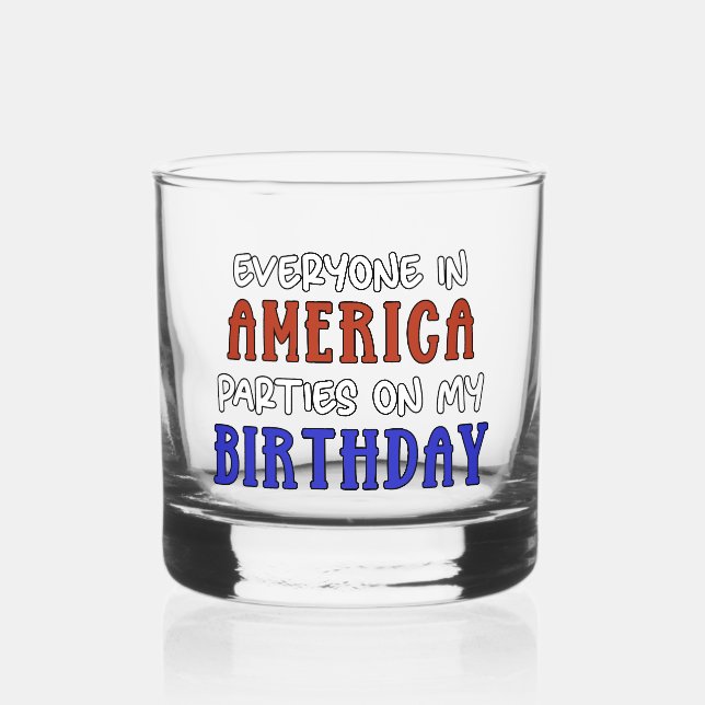 Vaso De Whiskey 4 de julio Divertido cumpleaños (Anverso)