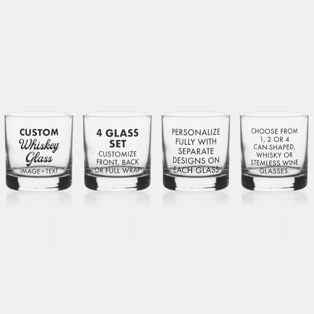 Vaso De Whiskey 4 x Personalizado de vidrio Whiskey personalizado  (Anverso)