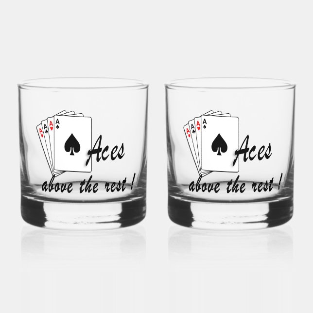 Vaso De Whiskey Aces sobre el resto del vidrio (Anverso)