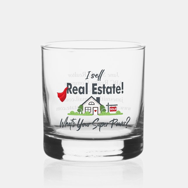 Vaso De Whiskey Agente inmobiliario, superhéroe de realtor persona (Anverso)
