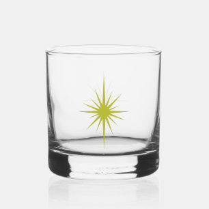 Vaso De Whiskey Aguacate Green 1950 Atómico Starburst Mid Century