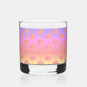 Vaso De Whiskey Aloha del árbol de palmas rosadas tropicales