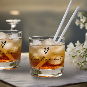 Vaso De Whiskey Amar caligrafía Corazón Negro B&W ID940