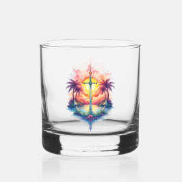 Vaso De Whiskey Ancla solar en un paraíso tropical. 