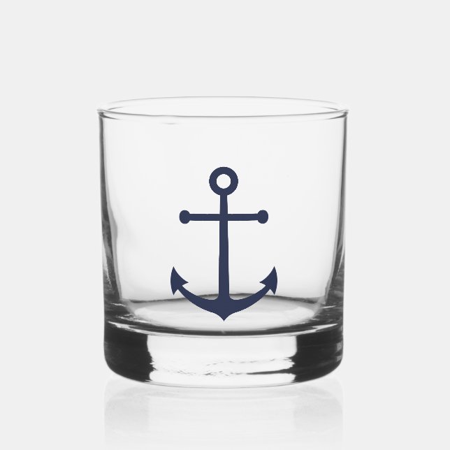 Vaso De Whiskey Anclaje azul de la Marina Náutica (Anverso)