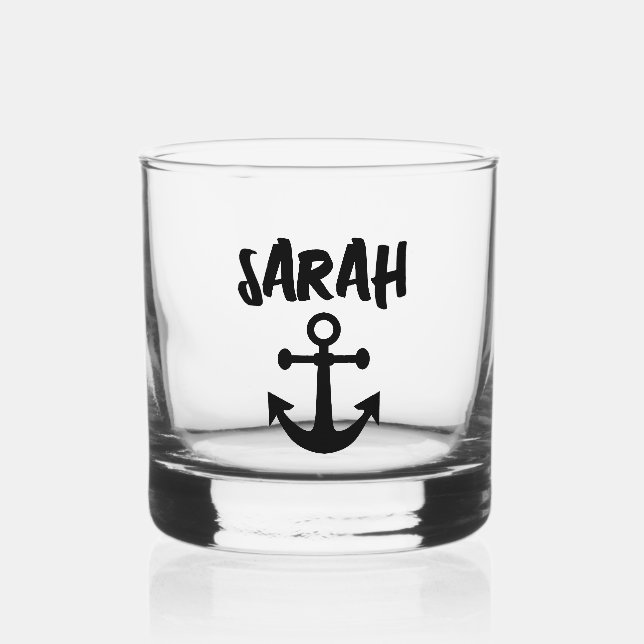 VASO DE WHISKEY ANCLAJE PERSONALIZADO VIDRIO DE VIDRIO DE CRISTAL  (Anverso)