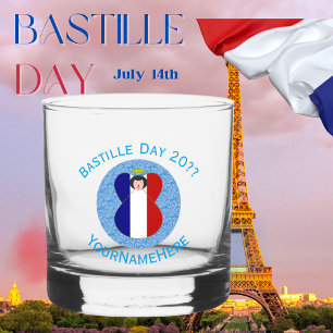 Vaso De Whiskey Ángel Francés Personalizado Día de la Bastilla