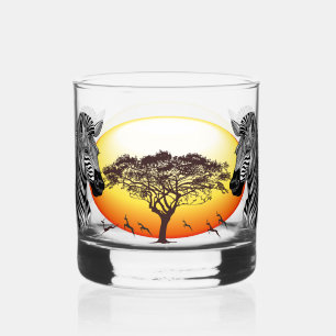 Vaso De Whiskey Animal silvestre de la sabana africana cebra