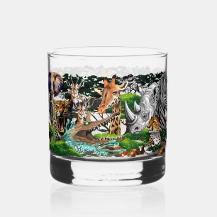 Vaso De Whiskey Animales salvajes de sabana africanos