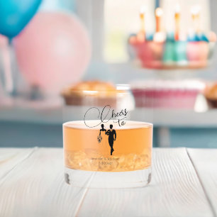 Vaso De Whiskey animar a la elegante pareja de bodas minimalista