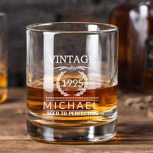 Vaso De Whiskey Año cosecha Nombre de hito Monograma Cumpleaños