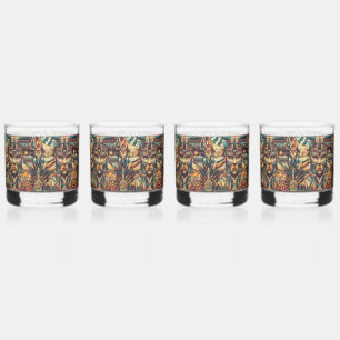 Vaso De Whiskey Antiguo "Motif Mesoamericano" de 12 onzas de vidri