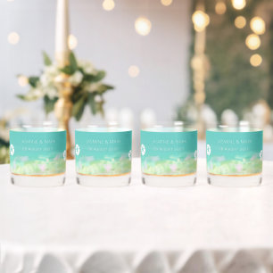 Vaso De Whiskey Aqua Blue Water Beach Wedding Nombres personalizad