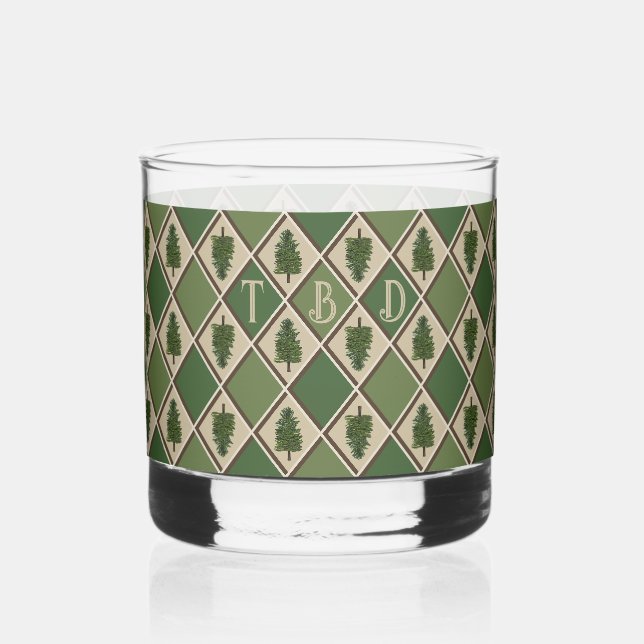 Vaso De Whiskey Árboles de pino y vidrio Harlequin para beber (Anverso)