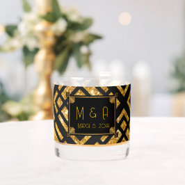 Vaso De Whiskey Art Deco Negro y Boda dorado Rocas Vidrio
