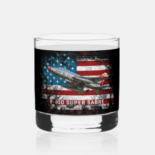 Vaso De Whiskey Arte de Aviación de la Bandera Americana Vintage