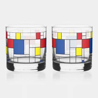 Vaso De Whiskey Arte Moderno De Stijl Geométrico Minimalista Mondr