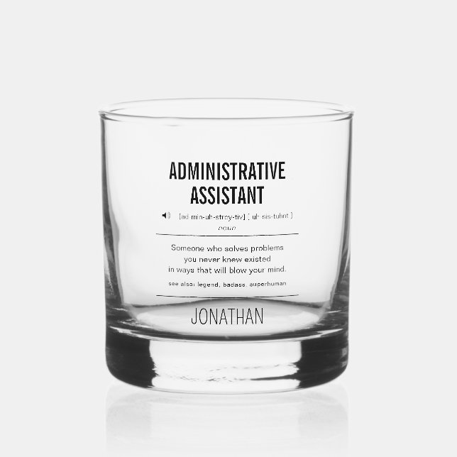 Vaso De Whiskey Asistente Administrativo Personalizado Divertido (Anverso)
