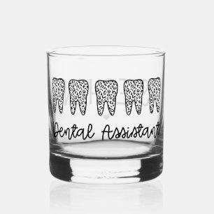 Vaso De Whiskey Asistente Dental Personalizada Estampa de Leopardo
