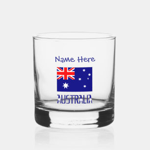 Vaso De Whiskey Australia Bandera Australiana Azul Personalización