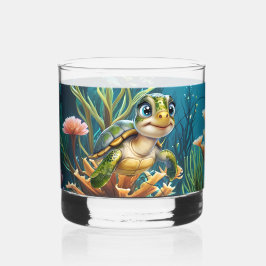 Vaso De Whiskey Aventuras submarinas con la alegre tortuga.