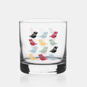 Vaso De Whiskey Aves abstractas extravagantes de mediados de siglo
