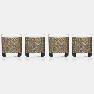 Vaso De Whiskey Azul del cielo efímero "Elegante geométrico centen