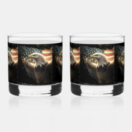 Vaso De Whiskey Bandera Americana y Águila Calva
