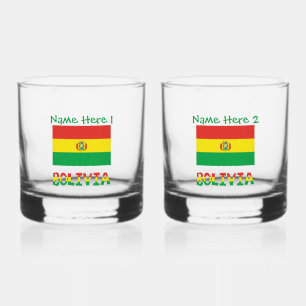Vaso De Whiskey Bandera boliviana Bolivia Verde Personalización 