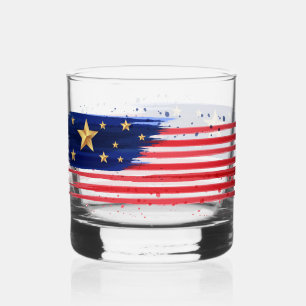 Vaso De Whiskey Bandera con Pincelada Patriótica con Acento de Est